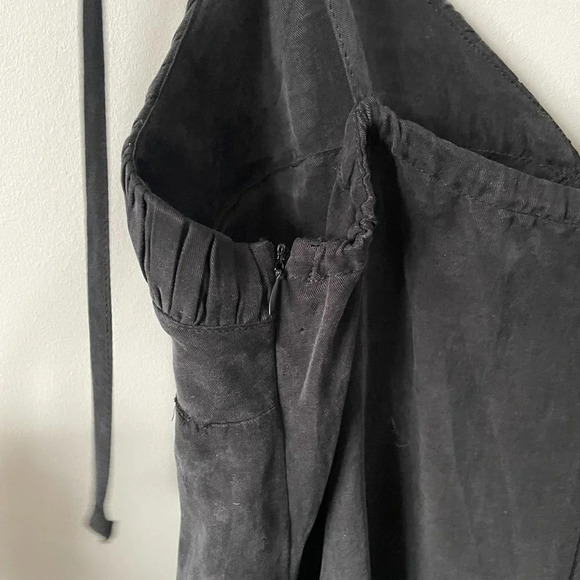 Zara Black Spaghetti Tie Strap Shorts Romper Jumpsuit Washed Blacked Size Medium - Picture 10 of 13